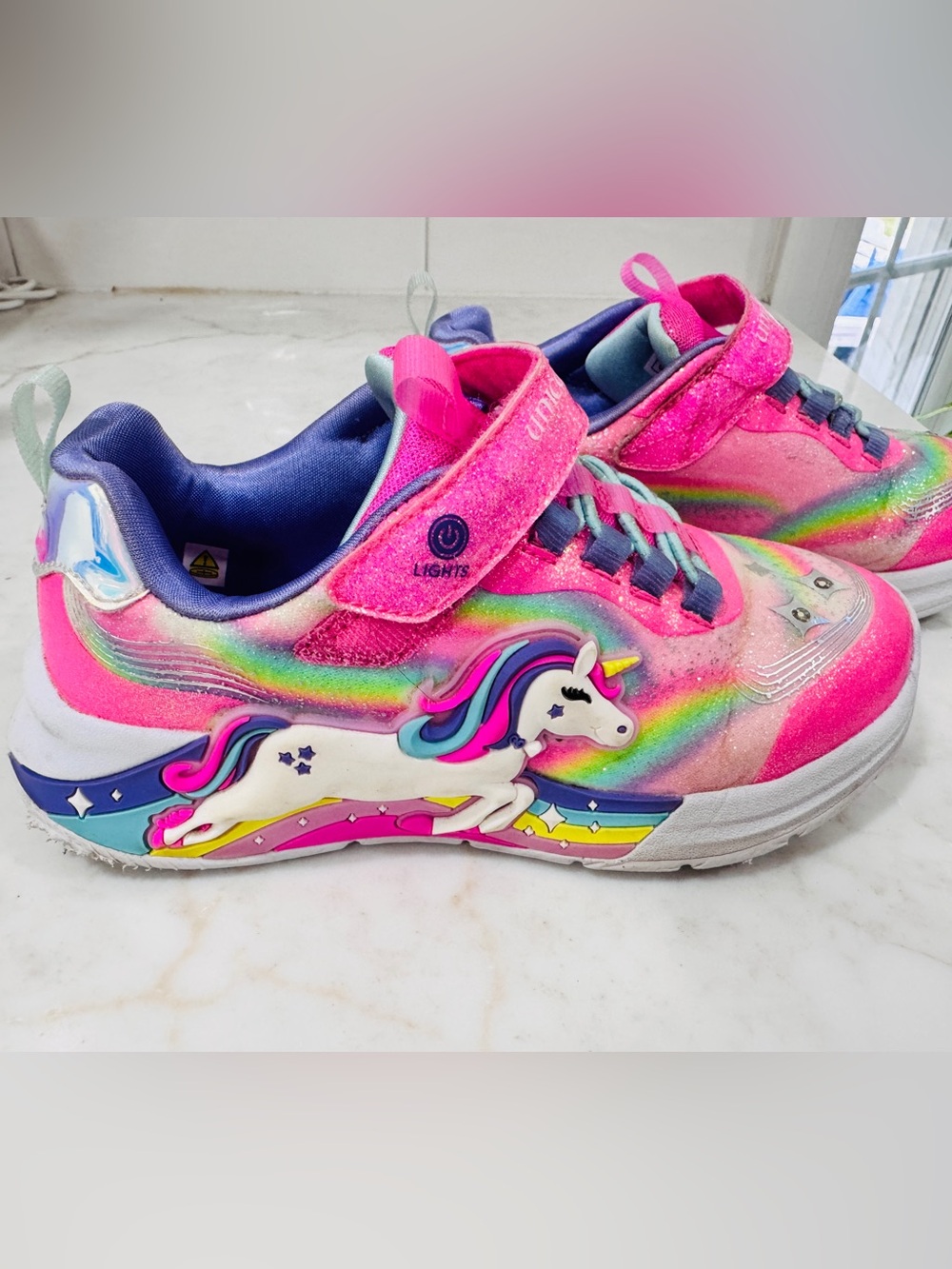 Skechers Girls' Pink Unicorn Light-Up Sneakers
